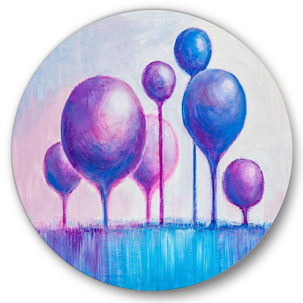 Designart - Colourful Ornamental Trees I - Modern Metal Circle Wall Art